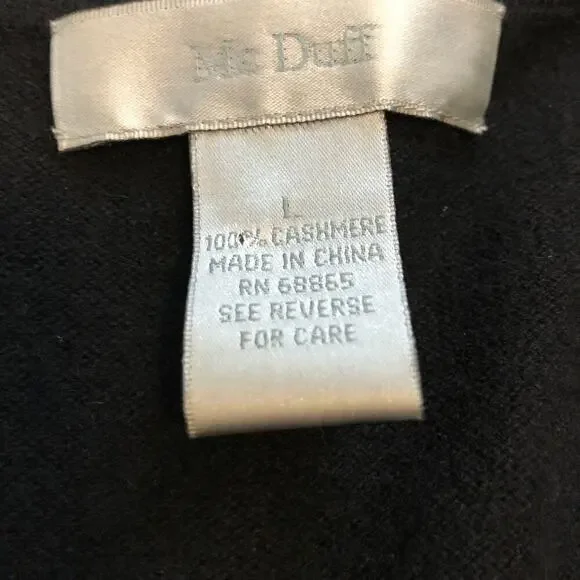 McDuff Womens 100% Cashmere V-Neck Sweater Sz L Black Sequin Soft - Picture 2 of 7